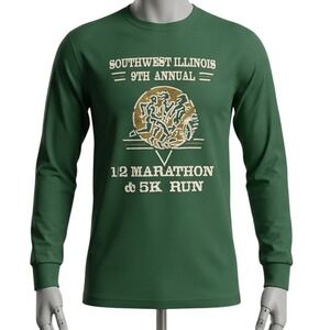 Southwest Illinois 1/2 Marathon 5K Run Long Sleeve Graphic T-Shirt Green Mens